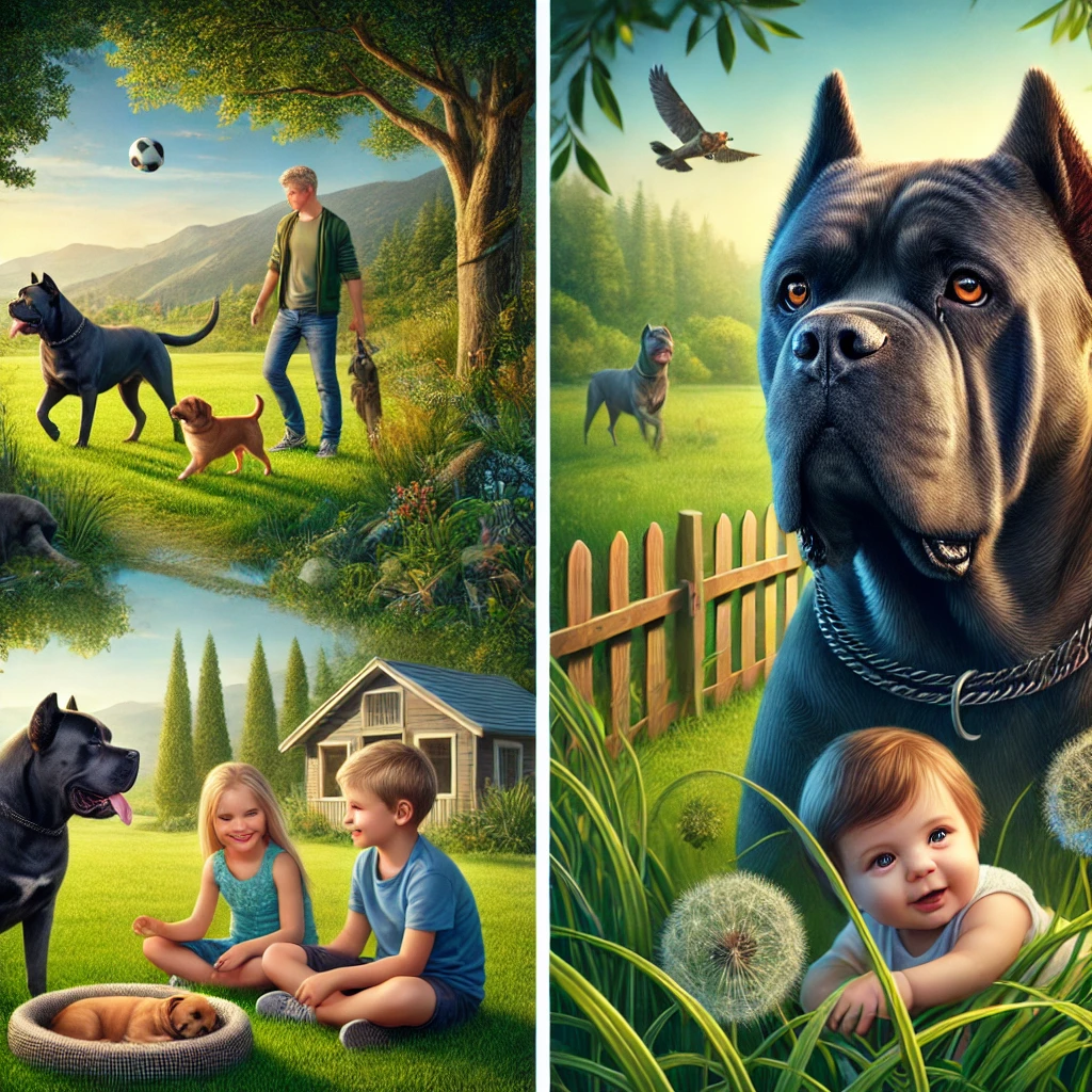 Cane Corso protecting children